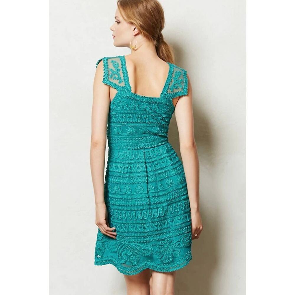 Yoana Baraschi Anthropologie Women's Embroidered Lace Fit + Flare Dress Size 12 - Picture 4 of 12